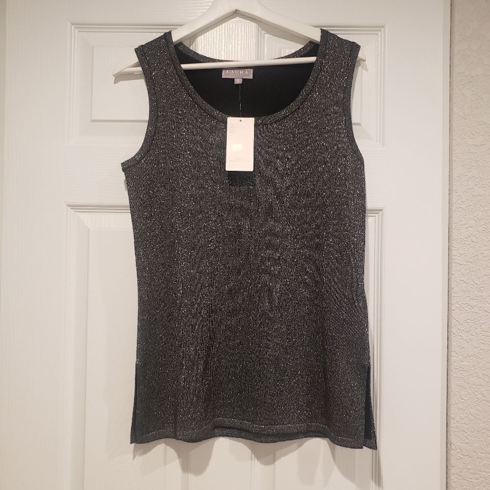 Laura Petites Silver Tank Top Wool Cashmere Blend Size S